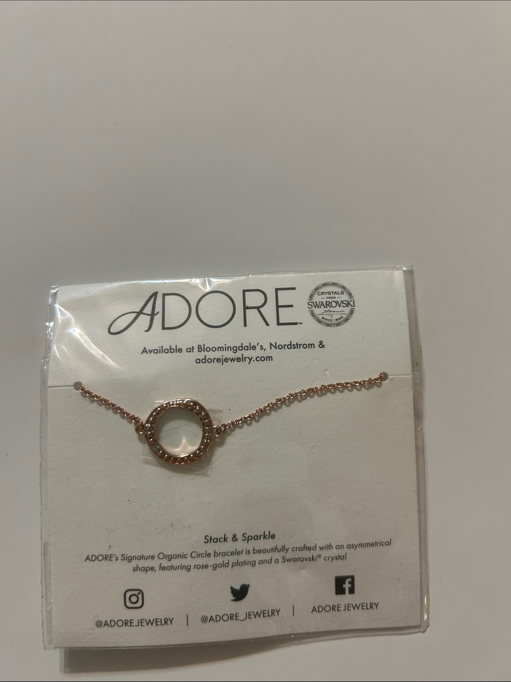 Adore Rose Gold Circle Bracelet with Crystal Accent